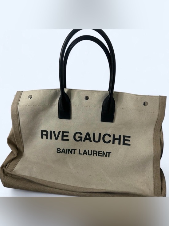 Saint Laurent Handbags - Saint Laurent Rive Gauche Canvas Bag in Cream and Black
